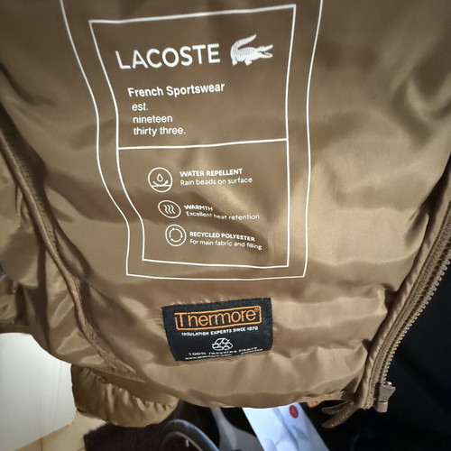 Lacoste puffer jacket brown size large like new