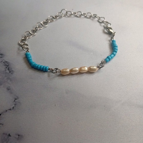 Handmade magic bracelet made to order, blue and silver