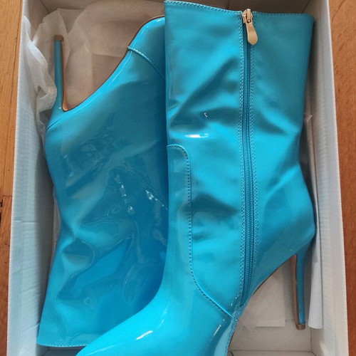 Patent leather boots blue new, size 41