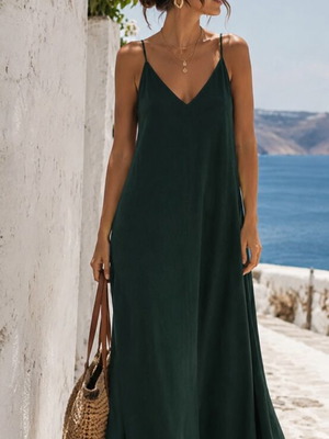 Zara μάξι φόρεμα slip dress σαν καινούργιο, ευέλικτο πράσινο
