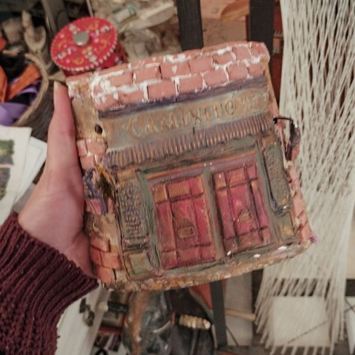 Decorative handmade tile like new with clay details