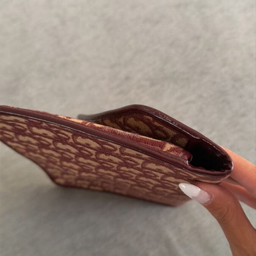 Christian Dior Diorissimo vintage envelope clutch bag, burgundy and beige