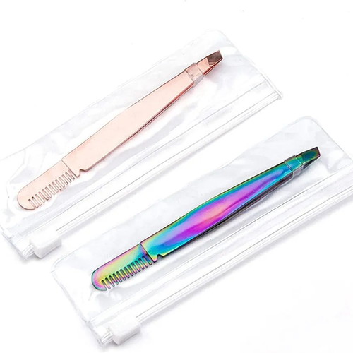 Eyebrow tweezers with comb new stainless steel