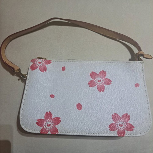 Bag like new with zipper, white and pink with detachable straps