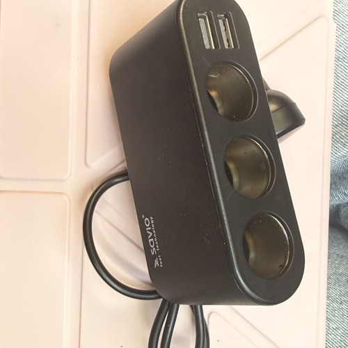 Car Cigarette Lighter Adapter with 3 Sockets and 2 USB Ports new