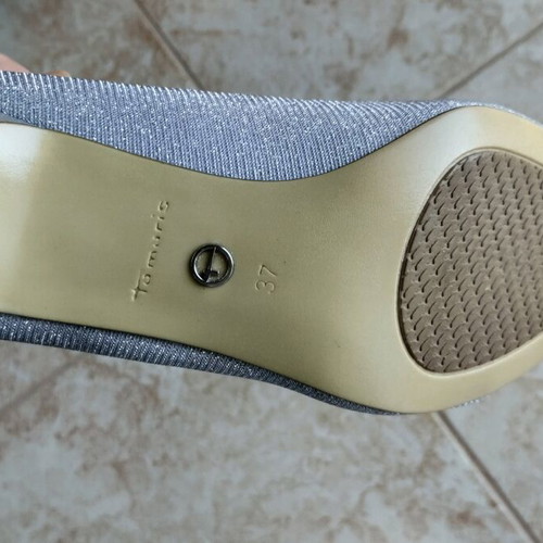 Tamaris pumps new, silver, size 37, 6cm heel height