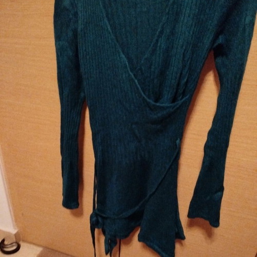 Long petrol pullover Italy like new, wool, one size