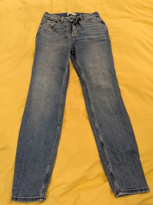 ASOS denim trousers used, skinny high-waisted, size 28-32, blue