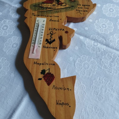 Vintage wooden wall thermometer Corfu like new