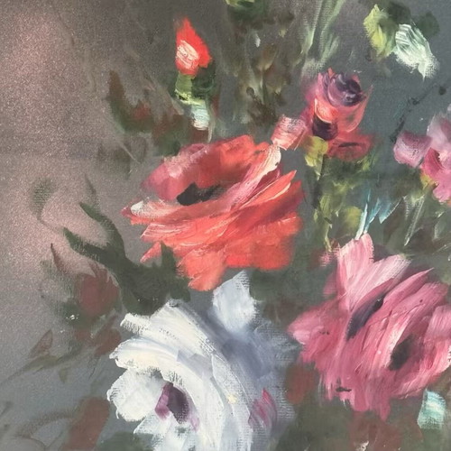 Manos painting Flowers pastel on cardboard like new 60x70cm