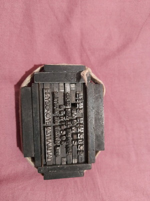 Typographic machine plate used, composed of letter elements