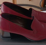 Loafers vintage leather used size 41 burgundy with block heel