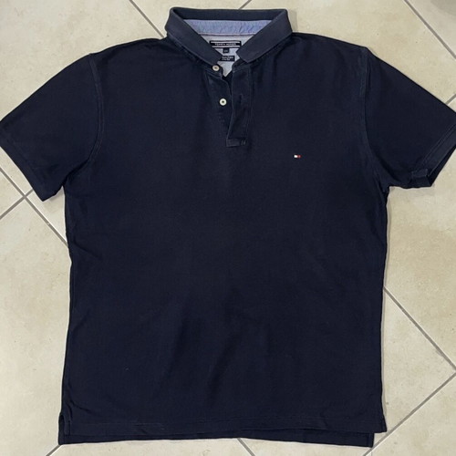 Tommy Hilfiger Men Polo Shirt, navy blue, slim fit, XXL