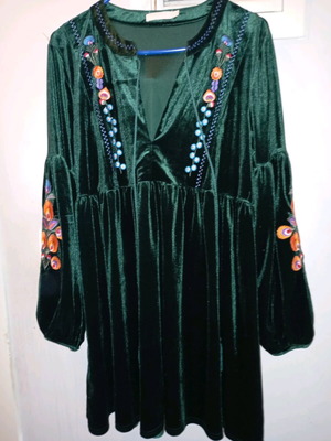 Бохо велурена блуза с бродерия като нова Vera Lucy