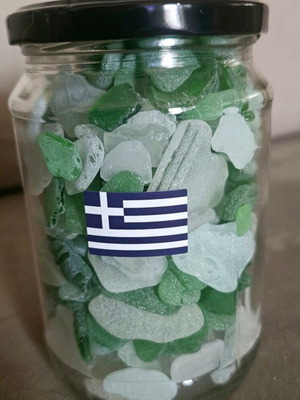Sea glass in jar like new for crafts or decoration