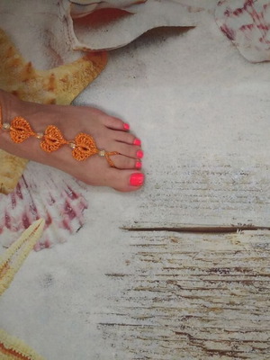 Κοσμήματα Barefoot για τα πόδια χειροποίητα, καινούργια, πορτοκαλί