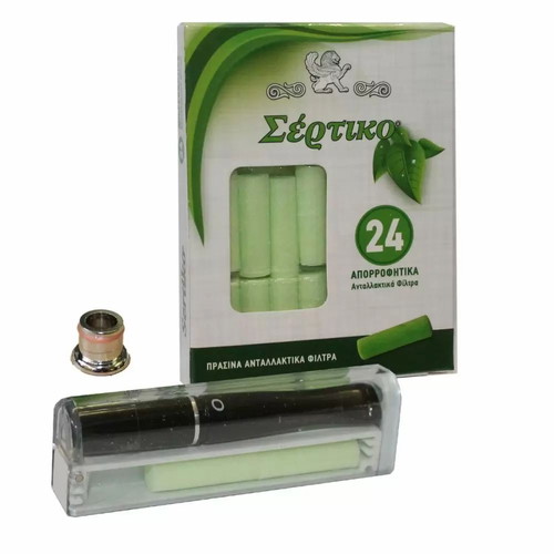 Sertiko Pipe for Extra Slim Cigarette Black 24 pcs with Gift 27 Filters SD-325A