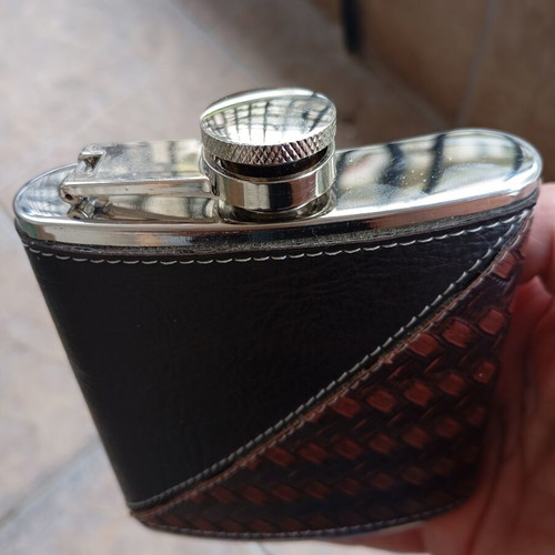 Stainless Steel Flask like new, 6oz (180ml) with faux leather