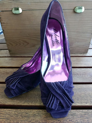 Vintage purple peep-toe heels used, size 39, Kokette