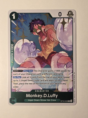 Monkey D. Luffy One Piece Card Game OP16-034 Rare like new