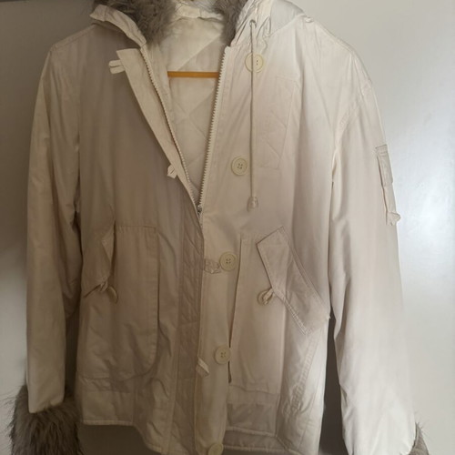 Marks and Spencer women's jacket like new, off white with brown fur details