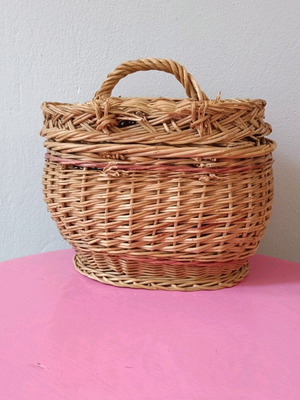 Handmade basket used, 1960s-70s, decorative and storage