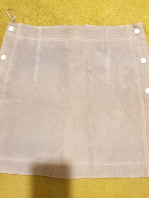 Mango genuine leather skirt used, ice gray, size S