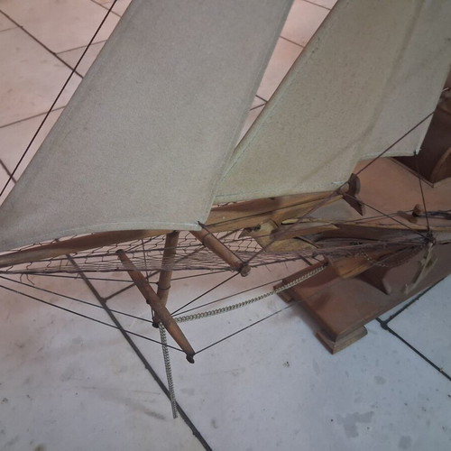 Handmade sailing ship used, 1.20m length, 1m height, collectible