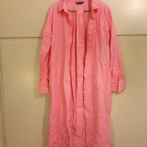 Marks & Spencer Long-Sleeve Midi Shirt Dress Like New Pink XL