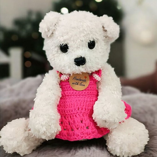 Handmade knitted puppy new with Fable Fur yarn and silicone filling