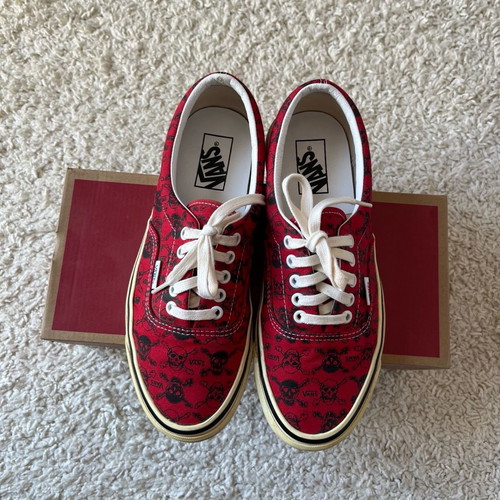 Vans Authentic red shoes with skulls lightly used, size 41