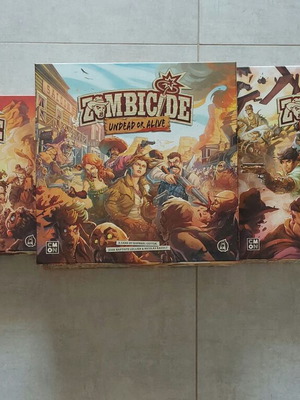 Zombicide Undead or Alive board game with expansions Gears and Guns and Running Wild