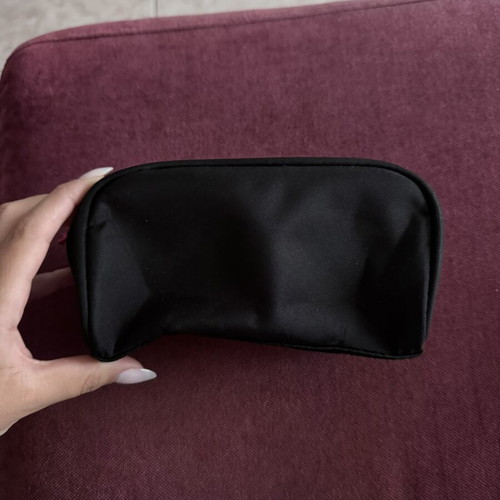 Lancôme fabric cosmetic bag new, black with fuchsia interior