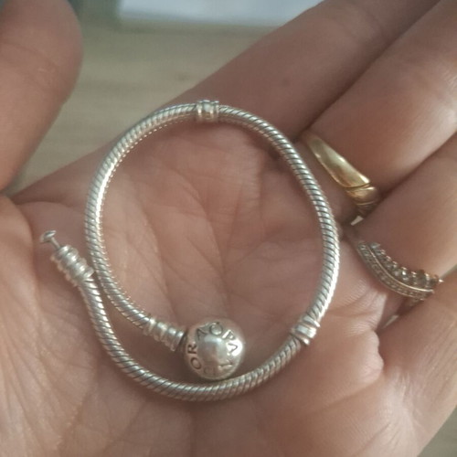 Pandora bracelet 17.5 cm with heart pave clasp and zircon stones