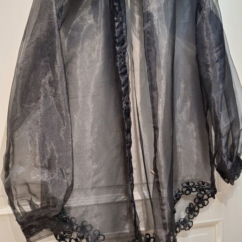 Organza women's shirt with handmade embroidery, like new