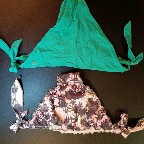 Benetton swimwear size M like new, two colorful and green pieces