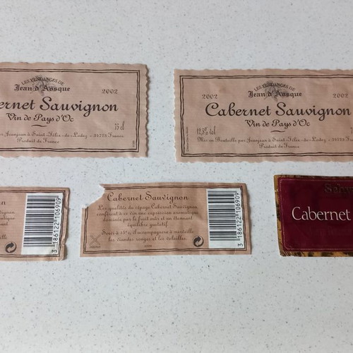 Cabernet Sauvignon 2002 labels used, set of 3 pieces