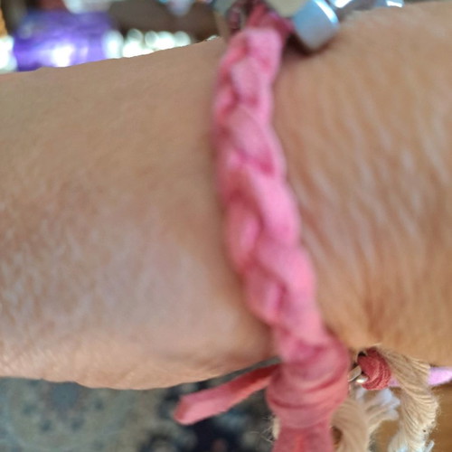 Love God fashion bracelet new, leather with chunky chain pink