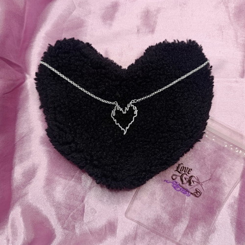 Love x Poison Handmade Stainless Steel Chain Choker Necklace with Flaming Heart Charm