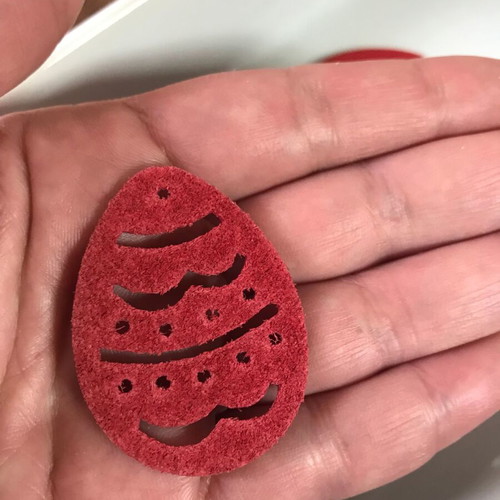 Set of 4 red Easter synthetic leather egg craft elements