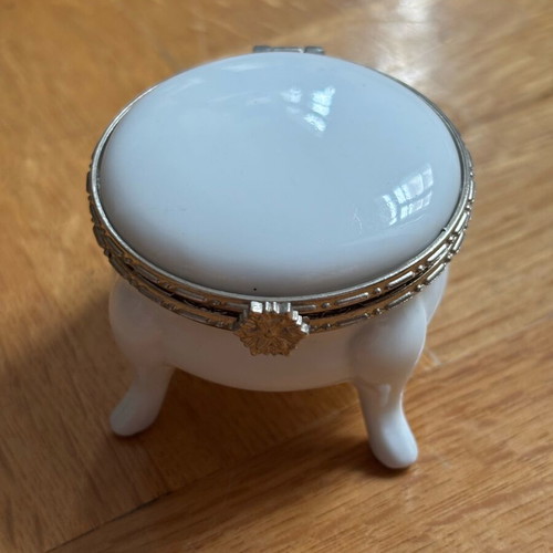 Limoges porcelain box new with silver-plated trim