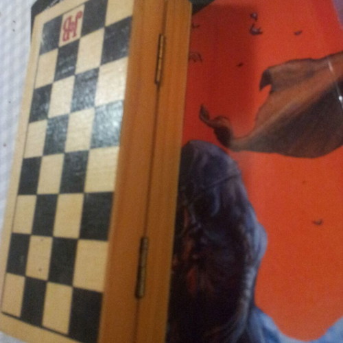 Mini backgammon and chess wooden used