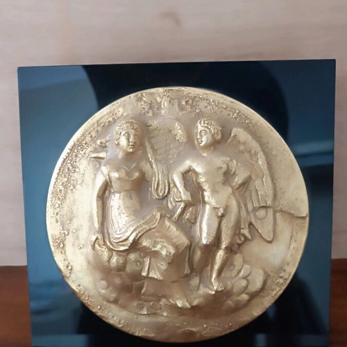 Aphrodite and Eros bronze plaque like new