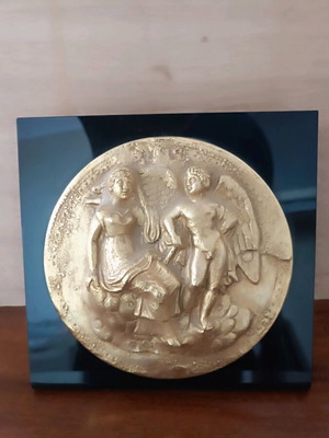 Aphrodite and Eros bronze plaque like new