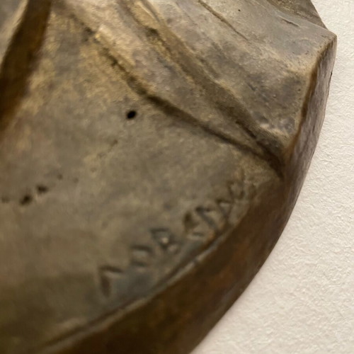 Relief artwork by Marios Loverdos “Papafotis” 1960 used, bronze