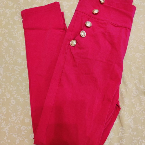 Pink leggings with buttons, size L