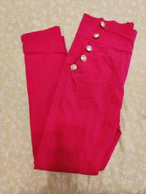 Pink leggings with buttons, size L