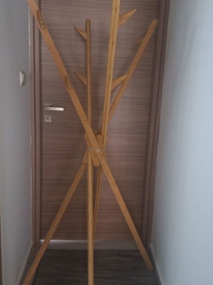 WENKO Mikado Bamboo clothes rack used, foldable with 8 hooks