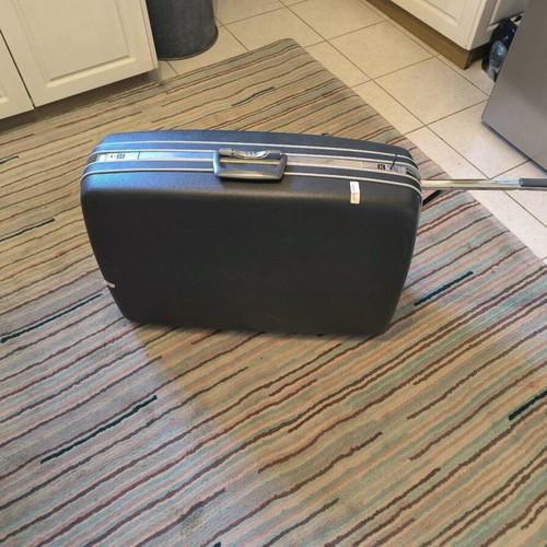 Samsonite Silhouette 200 suitcase used, gray, 70s with laptop bag