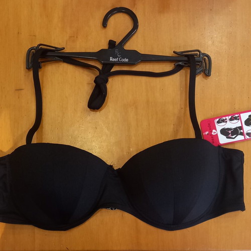 Black Bikini Top Rock Club new with molded cups and adjustable straps